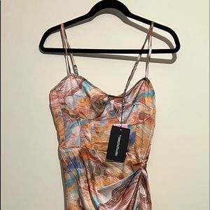 Pretty Little Thing- Multi Marble Ruched Skirt Corset Top- Size 6